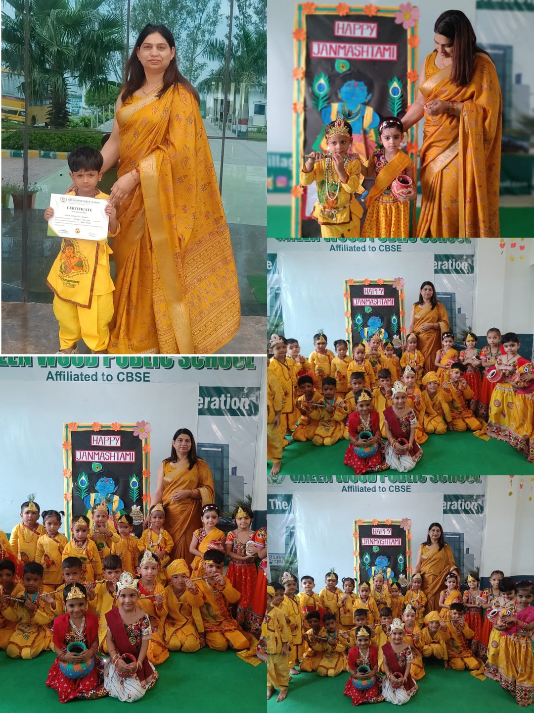 Young students and teachers celebrating Janmashtami at Greenwood Public School