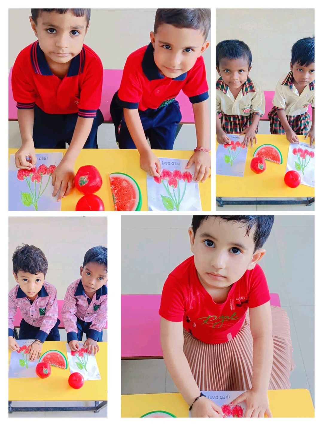 Kindergarten children developing fine motor skills with play items